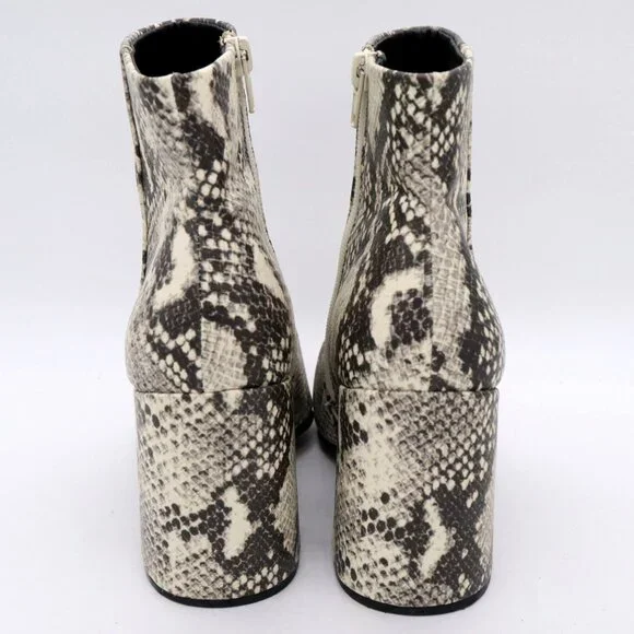 Steve Madden Snakeskin Print Ankle Booties Block Heel Side Zip Womens Sz 7.5 - Picture 3 of 10